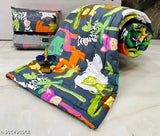 Blue car print reversible cotton comforter for kids (90x60 inches), ideal for all seasons