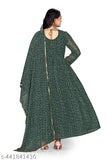 Georgette long-sleeve printed net women's gown NEW SUPERHIT DESIGN, size N (S36/L48/W32, M38/L50/W34, L40/L50/W36, XL42/L50/W38, XXL44/L50/W40) India