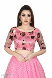 Golden organza lehenga with foil embroidery, free size, Indian-made