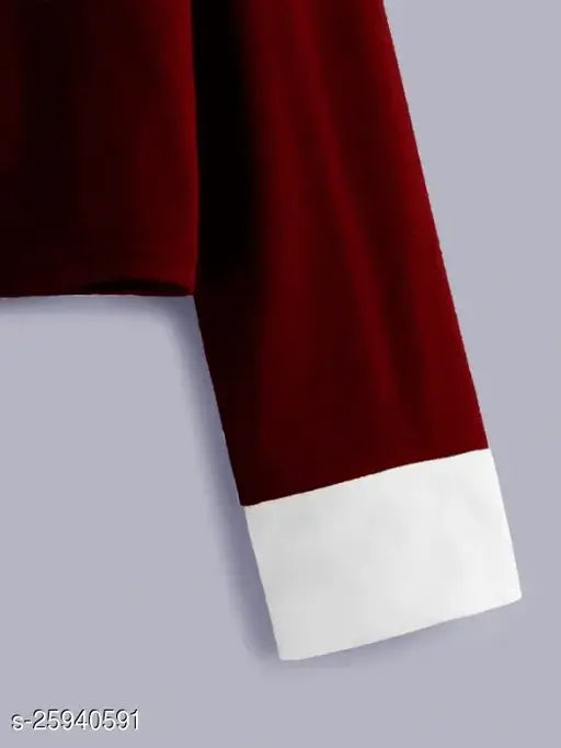 Red long-sleeve solid round neck cotton t-shirt by EyeBogler, perfect for summer and winter wear