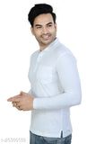 Solid white cotton polo neck t-shirt, full sleeve for men, India origin