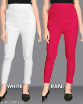 White Rani Cigar pant cotton, premium quality Indian stretchable trousers in solid color