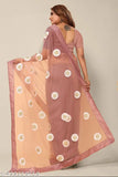 Beautiful coffee chain embroidered net saree with unstitched blouse, Indian soft net party wear