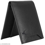 Genuine leather RFID protected men's wallet & pen combo, solid black leather gift item with 2 compartments, free size (11cm x 9cm), made in India