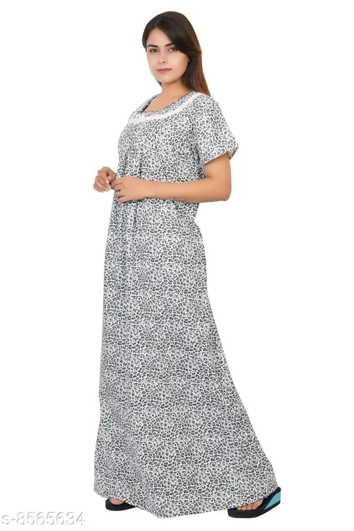 Handloom cotton nighty, printed Himanshu, XL/XXL/Free size, Indian traditional wear