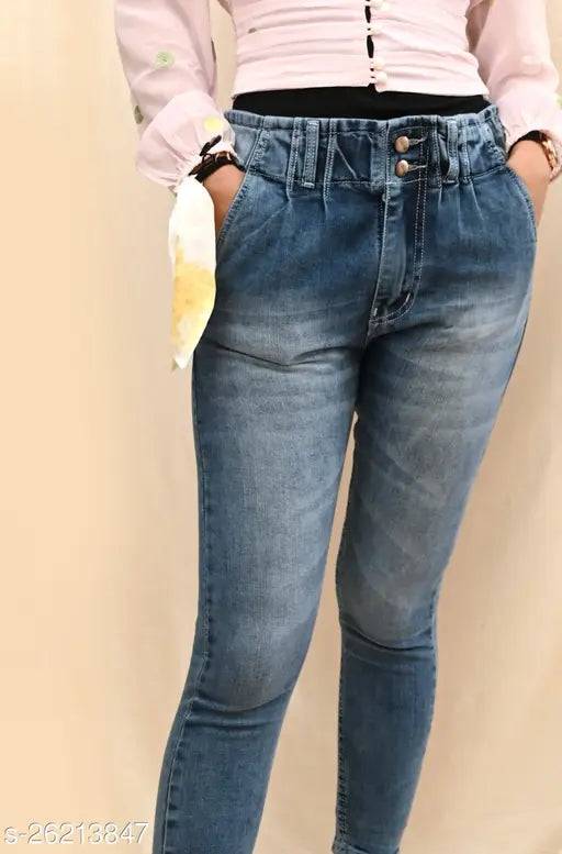 High-rise denim skinny jeans, slim fit, India origin