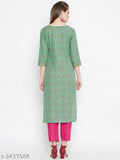 Indian printed cotton kurta set with palazzos, three-quarter sleeves, single quantity in sizes XL, XXL, XXXL