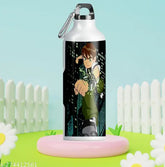 White Ben 10-printed Aluminium Sipper Bottle, 750ml - Ideal gift for kids, friends, or family, eco-friendly and reusable