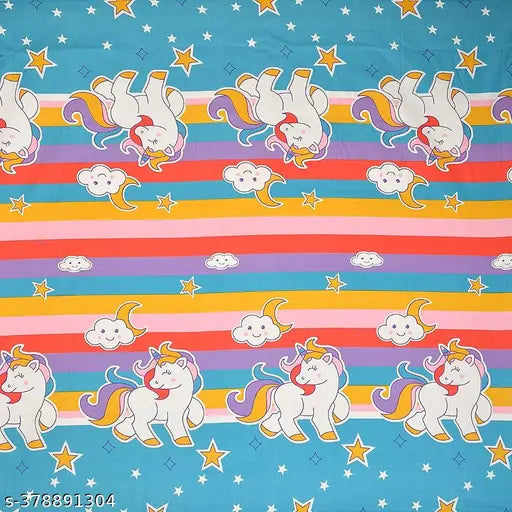 Glaze-Cotton unicorn-themed double bedsheet set with 2 pillow covers, perfect for summer - Shivi Creation