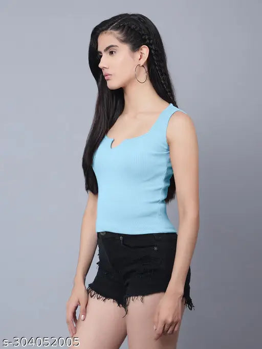 Trendy cotton crop top tank for women, ribbed style in solid color, ideal for beachwear or gym