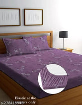 Glace cotton double king-size fitted bedsheet, elastic corners, floral pattern, 2 pillow covers, 72x78 inches