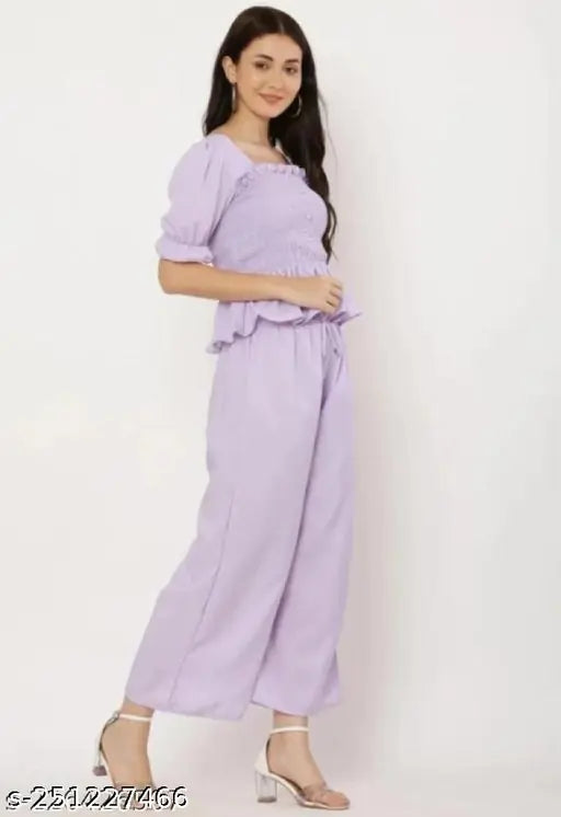 Purple crepe jumpsuit by RITIKA ENTERPRISES, suitable for parties, office, travel, comfortable fit. Made in India