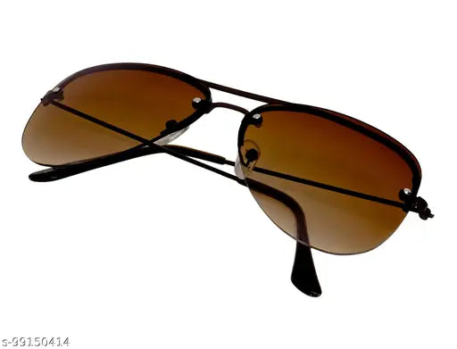 Black cotton baseball cap and brown round aviator sunglasses combo, unisex fit with 100% UV protection