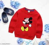 Round neck kids polycotton sweatshirt, warm & stylish winter wear in multiple sizes for boys & girls. Indian design, high-quality cotton material