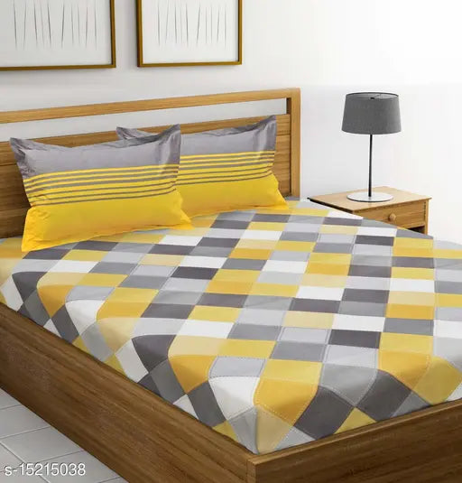 Jaipuri cotton bedsheet combo pack, 2 double bed sheets with 4 pillow covers, 160 thread count, queen size, made in India