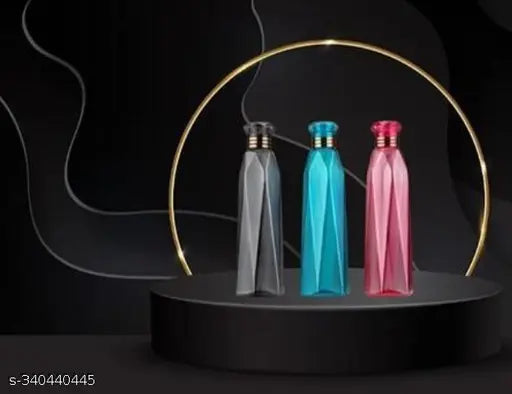 Multicolor Crystal Design Plastic Water Bottles (1000ml x 3) - Eco-friendly, reusable, and lightweight for everyday use