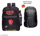 Limited Edition polyester 295 sidhu moose wala black backpack with raincover, waterproof & free size - India origin