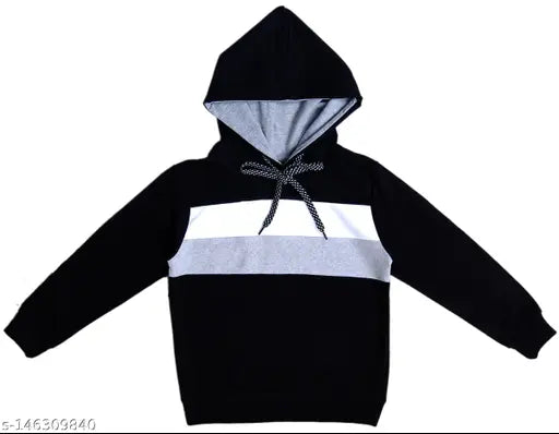 Boys black striped cotton hoodie sweatshirt (2-11 years), trendy splattering print perfect for casual wear and sports activity