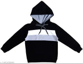 Boys black striped cotton hoodie sweatshirt (2-11 years), trendy splattering print perfect for casual wear and sports activity