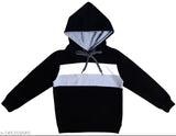 Boys black striped cotton hoodie sweatshirt (2-11 years), trendy splattering print perfect for casual wear and sports activity