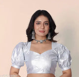 Embroidered net and satin silk party wear saree, trending chiffon design, India origin