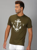 UrGear Men's Printed Round Olive Tshirts