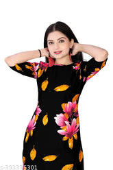 Women's crepe fabric printed straight-kurti, sleeveless, size S-5XL. Indian fashionable kurti top for girls, new arrival and design