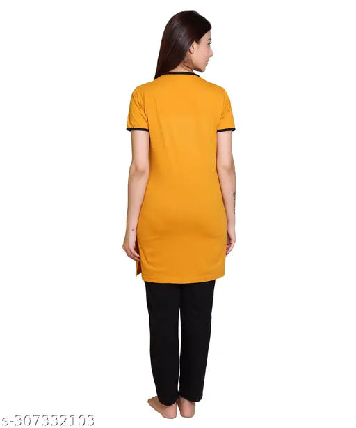 Lightweight & breathable cotton-blend round neck nightsuits for women & girls, perfect for summer - Indian made