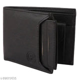 Solid faux leather detachable card holder wallet, featuring 2 compartments, perfect for daily use by men