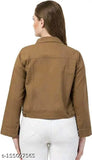 Brown denim full sleeves women's jacket by Soul Essence, perfect for parties and various occasions