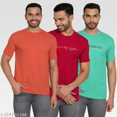 Red cotton blend short sleeve Zeffit men's printed round t-shirt pack 3 (M36 L38 XL40 XXL42) - smart casual summer wear