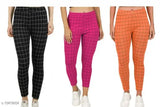 Cotton checked jeggings for women, modern fit - free size (waist 30in, length 37in), Indian origin
