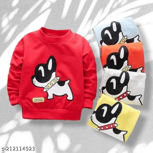 Kids sweatshirt for boys with dog print, cotton blend long sleeves, 100% original Cottbray product
