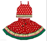 Pure rayon lehenga choli set for toddlers, Indian hand block print ethnic wear in Jaipuri style