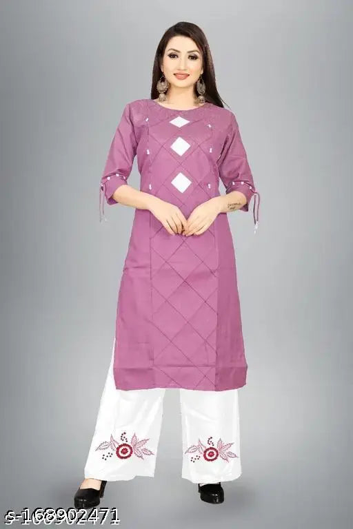 Cotton Kurta and Rayon Palazzos Set, classic Indian outfit in deep indigo blue, hand-dyed fabric for any season