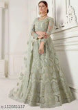 New design embroidered net lehenga-choli and dupatta set, semi-stitched with 44 inch waist and 44 inch length
