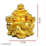 Poly resin Laughing Buddha statue, wealth-attracting figurine with money coin, Indian origin