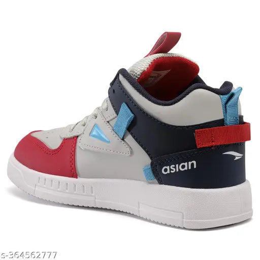 Grey and navy red synthetic kids sneaker by Asian, ideal for boys aged 9-13 years