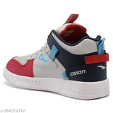 Grey and navy red synthetic kids sneaker by Asian, ideal for boys aged 9-13 years
