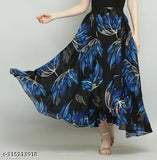 Aqua blue georgette net flared skirt for women, trendy and comfortable fashion by Raabta Fashion, available in sizes 28-34