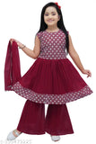 Georgette Kurti Palazzo Set, embroidered angel fancy girls kurti, 4-7 years, India
