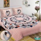 Pure cotton double bedsize floral sheets, superfine quality with 2 pillow covers, ideal for summer, from India