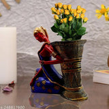 Modern resin vase, curved shape, pampas grass decor showpiece for living room or bedroom - Size: 23x10x28 CM