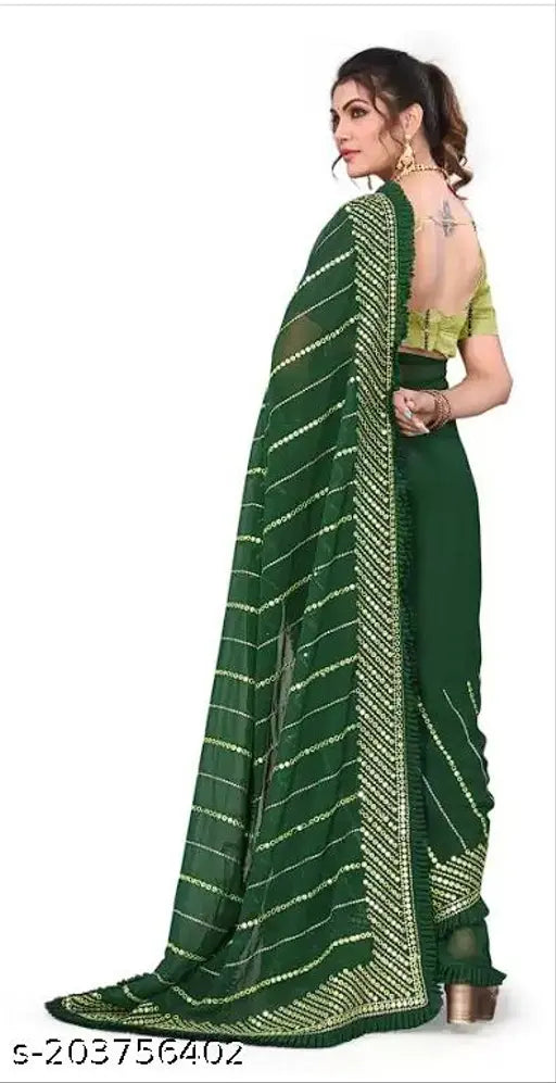 Exquisite Georgette saree with 9mm C-pallu embroidery, free size, perfect for parties and festivals