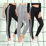Cotton self-design women's track pants combo pack of 3, soft, stretchable sport wear in M, L, XL, XXL