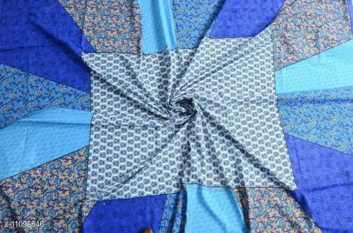 Blue Jaipuri Print cotton flat sheets, ethnic motifs double bed & 2 pillow covers ideal for adults in summer, made in India