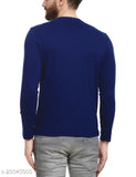 Navy blue solid v-neck cotton t-shirts for men, long sleeves, EyeBogler brand