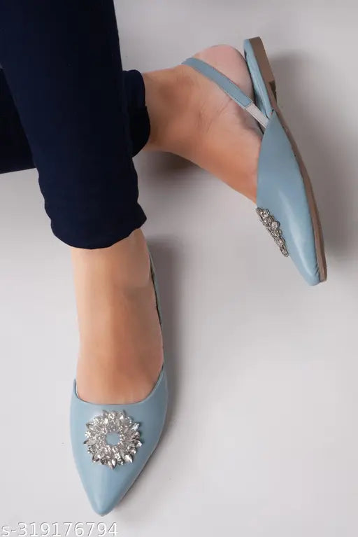 Indian synthetic open-back embellished sandals for women & girls, stylish ethnic bellies in various colors