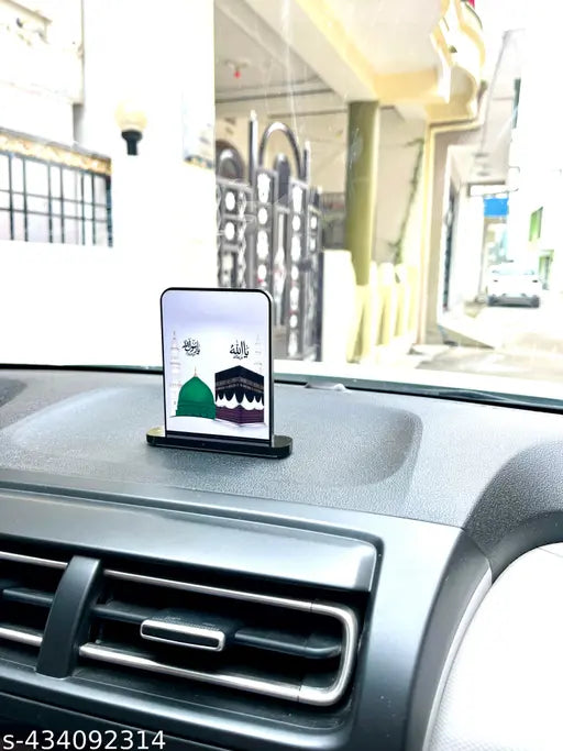 Multi-colored Frz9 Islamic MAKKA MADINA car dashboard accessories, handcrafted from India for Muslim vehicle decor