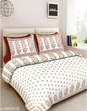 Elegant cotton fashionable bedsheets, 2 pillow covers, 180 thread count, king size from India